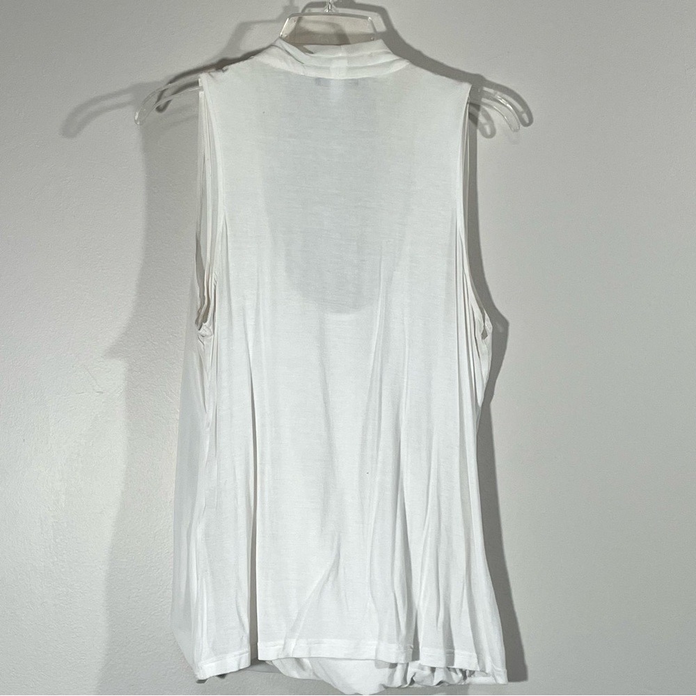 Venus White Sleeveless Sheer Drapey Suplice Overlay Tank Top Blouse Size‎ L - Picture 2 of 6